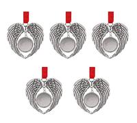 DRYEN 5 pezzi ornamenti commemorativi di Natale, ali d'angelo, decorazioni per albero di Natale, ali d'angelo a forma di cuore cornice portafoto ciondolo albero di Natale