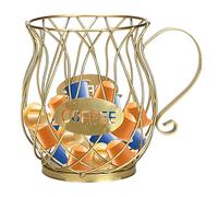 DRYEN Porta cialde da caffè e organizer per tazze, cestello porta cialde da caffè, supporto per tazze da caffè, in metallo, per bar, bar, colore: oro