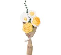 DRYFAL Finito lavoro a maglia uncinetto bouquet di fiori a mano uncinetto bouquet misto fatto a mano fai da te fiore lavorato a maglia rosa girasole margherita fiore artificiale per vaso decorazione