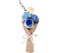 DRYFAL Finito lavoro a maglia uncinetto bouquet di fiori a mano uncinetto bouquet misto fatto a mano fai da te fiore lavorato a maglia rosa girasole margherita fiore artificiale per vaso decorazione