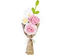 DRYFAL Finito lavoro a maglia uncinetto bouquet di fiori a mano uncinetto bouquet misto fatto a mano fai da te fiore lavorato a maglia rosa girasole margherita fiore artificiale per vaso decorazione