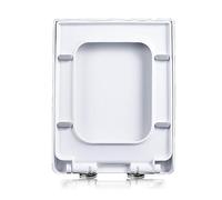DRYFAL Sedile WC Soft Close, Tavoletta WC Rettangolare, Copriwater Di Design Anteriore Quadrato Con Cerniera Regolabile A 360°, Rettangolare, Bianco,06C