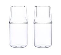 DRYFAL Set di 2 caraffe da comodino da 500 ml con bicchiere, caraffa per acqua da comodino con bicchiere, set per camera da letto, comodino, bottiglia per collutorio in vetro per bagno