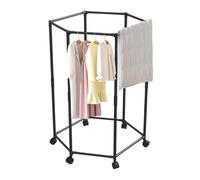 Drying Rack Clothing, Clothes Racks Drying Hanger, Space Saving Dryer Stand For Garment Blanket Towel Coat, Indoor Bedroom Living Room Home Dorm Apartment Storage Organizer, Black & White