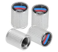 Drytuns Tappi coprivalvola per pneumatici auto, per tutti i modelli, 4 pezzi, universali, in metallo, per auto, SUV, camion, moto, bicicletta (argento)