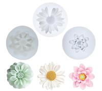 Dryxog 3 Pezzi Stoppini Per Candele Kit Fai Da Te Cer Stampi Cera Candela in Silicone in Resina Stoppino Stampo in Silicone Gesso Soia Set Forma Fiore Fare Stampi Resina stampo Fiori