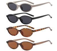 Dryxog 4 Pezzi Occhiali da Sole Ovali Retrò Cat Eye Sole Donna Piccoli Degli Moda Occhiali Alla Moda Classici Retrò con Protezione Designer Style Vintage Small Frame UV400