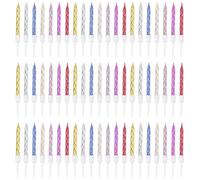 Dryxog 60 Pezzi Candeline Compleanno, Candela Compleanno a Spirale con Supporto, Candela Torta, Candela a Spirale，Ideali per Feste Anniversari Decorazione Della Torta Forniture (Colorato)