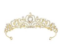 Dryxog Corona Regina Diadema in Cristallo Corona da Principessa Regina Tiara con Strass Dorati, Coroncina Principessa per Compleanno Matrimonio Ballo Feste Principesse Donne e Ragazze