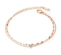 DS Cavigliera semplice da donna, placcata in oro rosa 14 carati, delicata e graziosa e regolabile, in acciaio inox, gioiello da indossare come regalo per mamma e moglie, Acciaio inossidabile