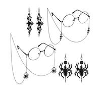 DS. DISTINCTIVE STYLE Catena gotica per occhiali con ciondoli per Halloween, catena metallica per occhiali intorno al collo, per donne, confezione da 2 (pipistrello e ragno)