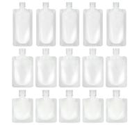 DS. DISTINCTIVE STYLE Set di 15 sacchetti da viaggio per articoli da toeletta, 30 ml/50 ml/100 ml, portatili, da viaggio, riutilizzabili, contenitori da viaggio per balsamo, lozioni e sapone liquidi