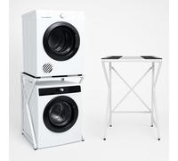 DS DRYERSTAND Maxi | Kit di sovrapposizione per lavatrice e asciugatrice | Struttura regolabile (72-82 cm), supporta fino a 100 kg | Antivibrazione, nessuna foratura, salvaspazio