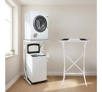 DS DRYERSTAND Set impilabile per lavatrice e asciugatrice con caricamento dall'alto - supporto regolabile in larghezza e altezza, crea spazio, nessuna foratura, organizzazione lavanderia