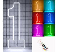 DS & DV 76cm colori completi ha portato il numero 1 segno luminoso, colore dimmabile che cambia segno al neon per decorazioni di festa di compleanno, regalo di festa di anniversario (number 1,RGB)