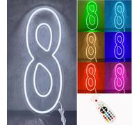 DS & DV 76cm colori completi ha portato il numero 8 segno luminoso, colore dimmabile che cambia segno al neon per decorazioni di festa di compleanno, regalo di festa di anniversario (number 8,RGB)