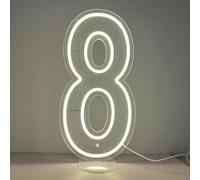 DS&DV Segnale Led Neon 20 Pollici Numero 8, Luce al Neon in Silicone Regolabile con Supporto in Acrilico per Decorazione da Appendere per Compleanno, Matrimonio, Festa (Bianco Caldo, Numero 8)