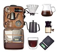 DS&DV V60 - Set da caffè con gocciolatore in vetro, macinino manuale, bollitore, filtri di carta, tazza a doppia parete per campeggio e viaggi (caffettiera 8 in 1)