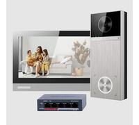 DS-KIS613-S Hikvson - Kit per videocitofono cablato con monitor, videocitofono in acciaio inox, visione notturna, audio a 2 vie, sblocco dal monitor interno, per una casa familiare