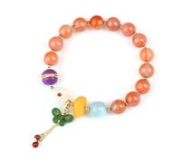Ds UUby Bracciale Di Agata Naturale, Moda 925 Argento Cera D'api Diaspro Corda Rotonda Perline Mano Gioielli, Regali