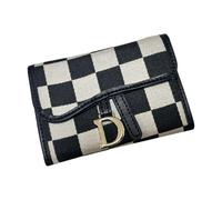 Dsadrwq Organizer per carte di credito da donna, 11 scomparti per carte di credito, portafoglio a scacchi, blocco RFID, porta carte a scacchi, borsa a fisarmonica piccola, nero, Semplicità urbana