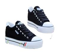 DSAI Scarpe da ginnastica primaverili da donna con zeppa in tela rialzata interna - Nero, 40 EU (7.5 US) - Sneakers casual da donna con plateau