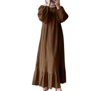 DSAoTeng Abaya - Abito musulmano da donna a maniche lunghe, elegante, in tinta unita, con orlo increspato, leggero, modesto abito da preghiera islamica per Dubai, feste casual, #3, XL