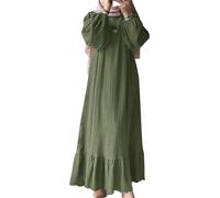 DSAoTeng Abaya - Abito musulmano da donna a maniche lunghe, elegante, in tinta unita, con orlo increspato, leggero, modesto abito da preghiera islamica per Dubai, feste casual, #5, S