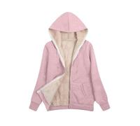 DSAoTeng Cappotti invernali da donna foderati in pile con cerniera, a maniche lunghe, casual, con cappuccio, felpa con tasche, capispalla per autunno inverno (rosa, M), rosa, M