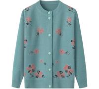 DSAoTeng Cardigan da donna di mezza età e anziani, lavorato a maglia, casual, spesso, aperto sul davanti, per autunno inverno, nonna, madre, Blu, 4XL