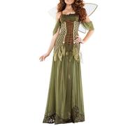 DSAoTeng Costume da principessa delle fate, corsetto medievale rinascimentale, con ali e fascia con fiori, accessorio incantevole per cosplay, festival, feste di palcoscenico (#1, L)