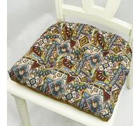 DSAoTeng Cuscino per sedia in jacquard retrò, stile bohémien, morbido imbottito, a forma di U, rotondo, con laccetti, antiscivolo, per sala da pranzo, cucina, ufficio, uso interno (#7,42 x 42 cm)