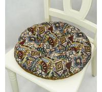 DSAoTeng Cuscino per sedia in jacquard retrò, stile bohémien, morbido imbottito, a forma di U, rotondo, con laccetti, antiscivolo, per sala da pranzo, cucina, ufficio, uso interno (#8, 42 x 42 cm)