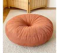 DSAoTeng Cuscino rotondo da pavimento per meditazione, in velluto a coste spesso, tatami, tinta unita, morbido, per balcone, finestra a golfo, soggiorno, yoga, angolo zen, tatami (arancione, 50 x 50 x