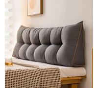 DSAoTeng Cuscino a cuneo per testiera da letto, in velluto, triangolare, morbido, per schienale, grande supporto lombare per dormitorio, camera da letto, divano, divano tatami e divano (grigio, 200 x