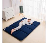 DSAoTeng Materasso da pavimento, singolo, morbido e traspirante, tatami giapponese, portatile, arrotolabile, spesso, pieghevole, per dormitorio per studenti (blu scuro, 90 x 200 cm)