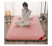 DSAoTeng Materasso futon spesso, in velluto rosa, pieghevole, stile giapponese, morbido, portatile, per dormitorio, casa, camera degli ospiti, yoga e soggiorno (rosa, 90 x 200 cm)