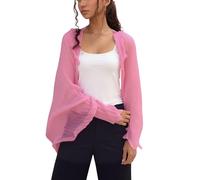 DSAoTeng Scialle da donna increspato a prova di sole, colore puro, leggero, in chiffon, protezione dai raggi UV, con orlo increspato, traspirante, sciarpa rinfrescante per guida, spiaggia