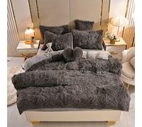 DSAoTeng Set copripiumino e piumino, lussuoso set di biancheria da letto in velluto di cristallo, reversibile, spesso e caldo, in morbido pile traspirante, lavabile in lavatrice, per decorare la