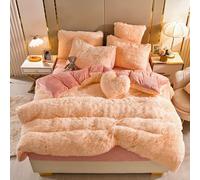 DSAoTeng Set copripiumino e piumino, lussuoso set di biancheria da letto in velluto di cristallo, reversibile, spesso e caldo, in morbido pile traspirante, lavabile in lavatrice, per decorare la