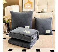 DSAoTeng Set di coperte e cuscini imbottiti 3 in 1, in velluto di latte, morbido, pieghevole, con cerniera, in cotone PP, trapuntato, per ufficio, pisolino, auto, viaggi, divano, letto, per tutte le