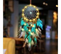 Dsaren Acchiappasogni Led Acchiappasogni Indiano Dream Catcher Wall Piume Acchiappasogni Fatto a Mano Per Ragazze Camera da Letto Casa Parete Decorazione Matrimonio Regalo (A Blu)