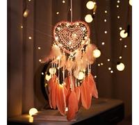 Dsaren Acchiappasogni Piume Decorative Led Indiano Dream Catcher Wall Piume Acchiappa Sogni Fatto a Mano Per Ragazze Camera da Letto Casa Parete Decorazione Regalo di Natale (Rosa)
