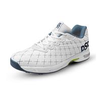 DSC Biffer 22 Cricket Shoes | Color: White & Blue | Size - 10 UK | Lightweight Upper | Rubber Outsole | TPU Shank Eva Midsole | Lesser Foot Fatique | Provides Unique Look