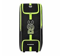 DSC Eco 400 Cricket Kit Bag | Colore: nero e verde neon | Dimensioni: 96,5 x 36,8 x 34,3 cm | per uomini e ragazzi | Materiale: poliestere | Tasca per scarpe integrata | Spallacci imbottiti e