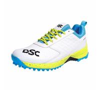 DSC Jaffa 22 Professional Cricket Shoes for Men | Toe And Heel Protection | Multilayer Cushioning | Supersoft And Flexibility | Rubber Outsole | Durability (White/Yellow, Size: EU 45, UK 11, US 12)