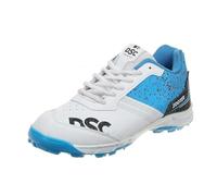 DSC Zooter Cricket Shoes | White/Blue | for Boys And Men | Polyvinyl Chloride | 8 UK, 9 US, 42 EU