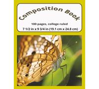 dscraftyhands Butterfly, Mustard, back to school, 100 page, 2 sided, 7 1/2 x 9 3/4 in, wireless, college ruled composition book/ Journal