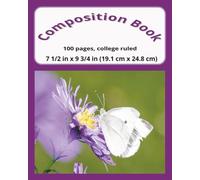 dscraftyhands Butterfly, purple back to school, 100 page, 2 sided, 7 1/2 x 9 3/4 in, wireless, college ruled composition book/ Journal