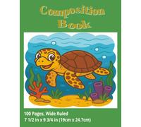 dscraftyhands Kids, Turtle, Ocean Life, Green back to school, 100 page, 2 sided, 7 1/2 x 9 3/4 in, wireless, college ruled composition book/ Journal